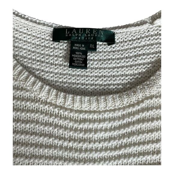 LAUREN RALPH LAUREN Petite White Tight Knit Size Large Petite 100% Cotton - Picture 9 of 10